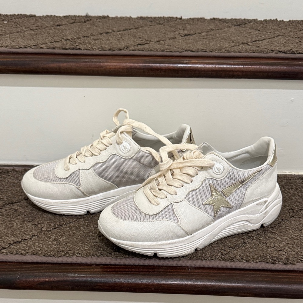Golden Goose running sole Cream and Gold Women's Sneakers